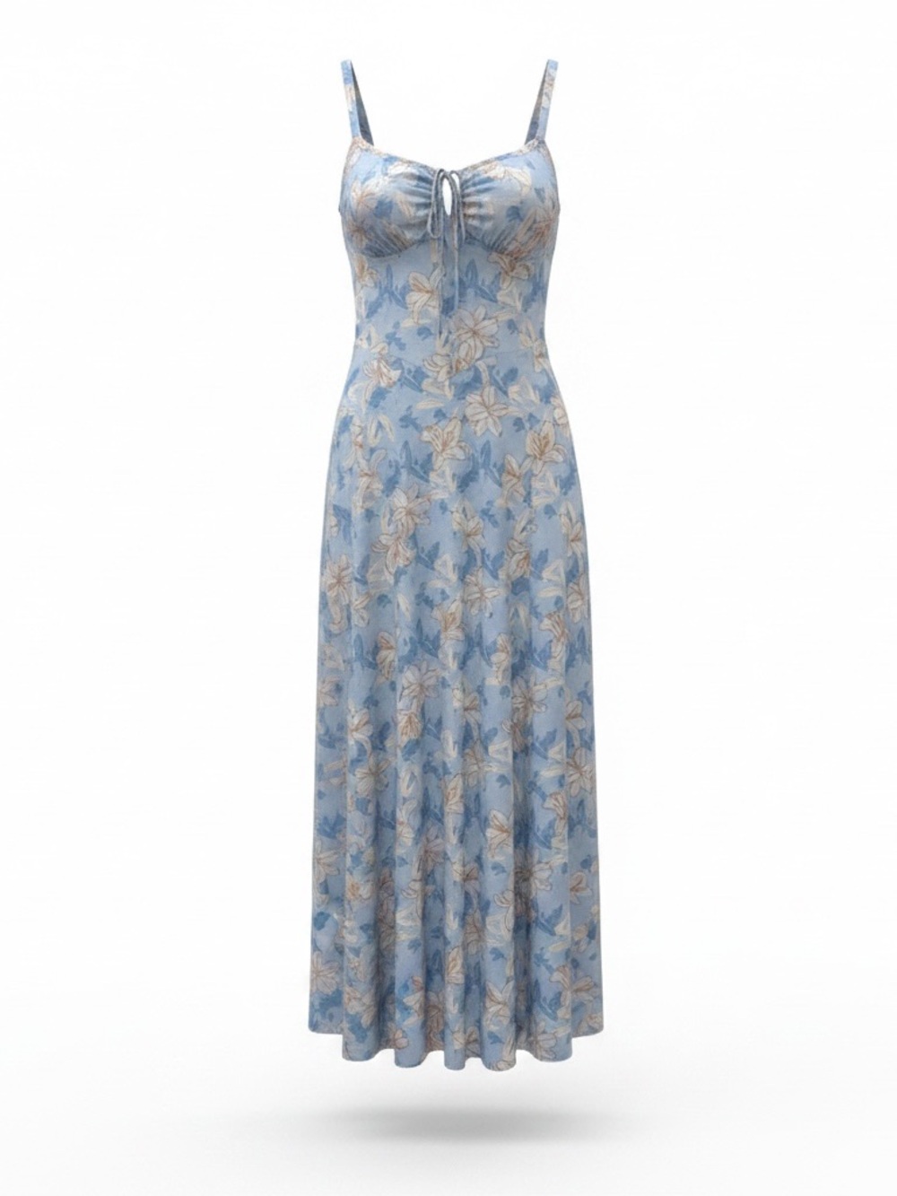 Women’s Light Blue Floral Cottagecore Maxi Dress Size Small